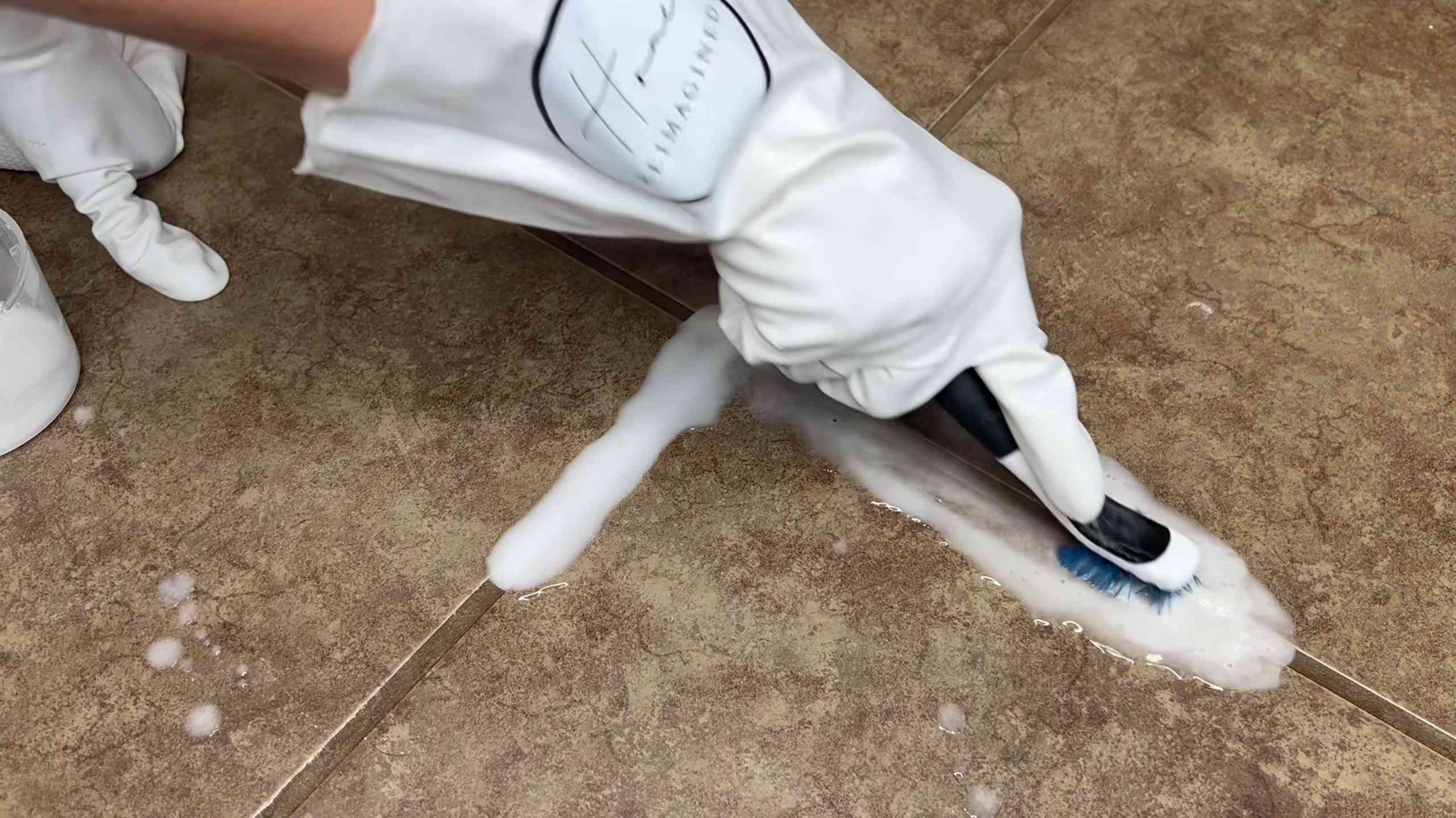Grout Cleaning with Toothbrush